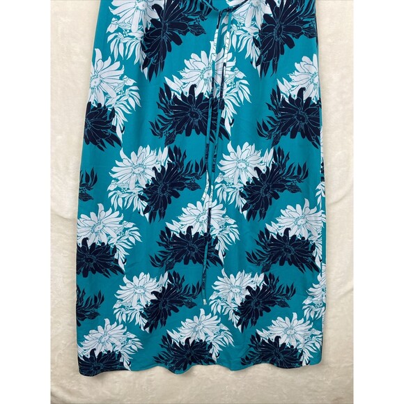 Ann Taylor LOFT Maxi Dress Womens 0 petite Turquoise Floral V Neck Vacation - Picture 5 of 13